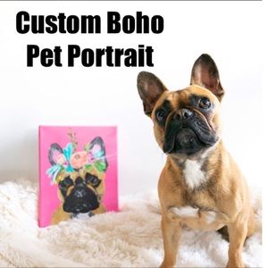 CUSTOM 8x10 BOHO floral crown portrait dog cat art